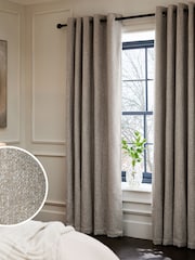 Natural Cosy Texture Blackout/Thermal Eyelet Curtains - Image 1 of 6