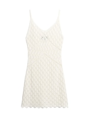 Superdry White Mini 100% Cotton Crochet Cami Dress - Image 5 of 5