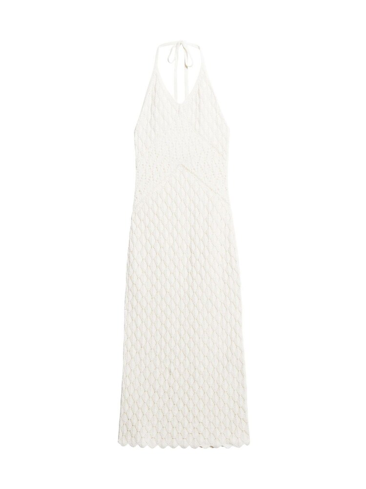 Superdry White 100% Cotton Crochet Halter Maxi Dress - Image 4 of 4