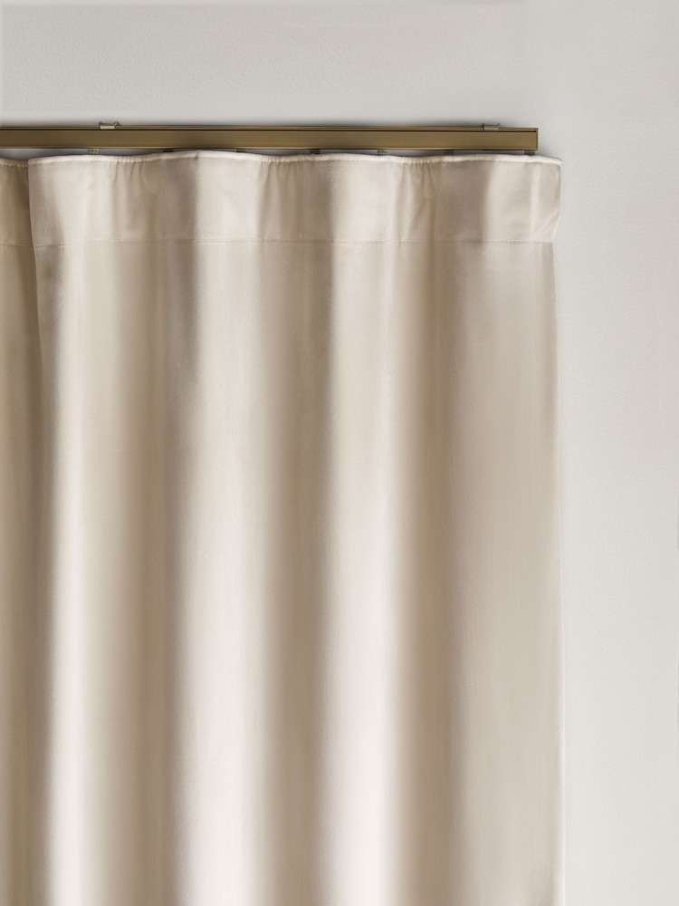 Natural Oatmeal Matte Velvet Wave Header Blackout/Thermal Curtains - Image 5 of 5