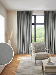 Charcoal Grey Matte Velvet Wave Header Blackout/Thermal Curtains - Image 1 of 7
