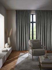 Charcoal Grey Matte Velvet Wave Header Blackout/Thermal Curtains - Image 3 of 7