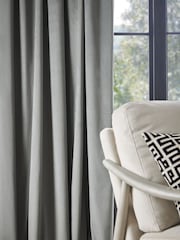 Charcoal Grey Matte Velvet Wave Header Blackout/Thermal Curtains - Image 4 of 7