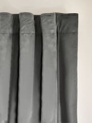 Charcoal Grey Matte Velvet Wave Header Blackout/Thermal Curtains - Image 6 of 7