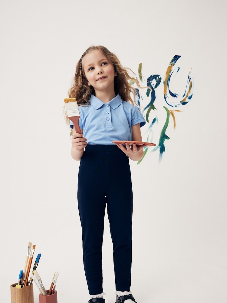 Navy Blue Pull-On Cotton Rich Stretch School Trousers (3-16yrs) - Image 1 of 5