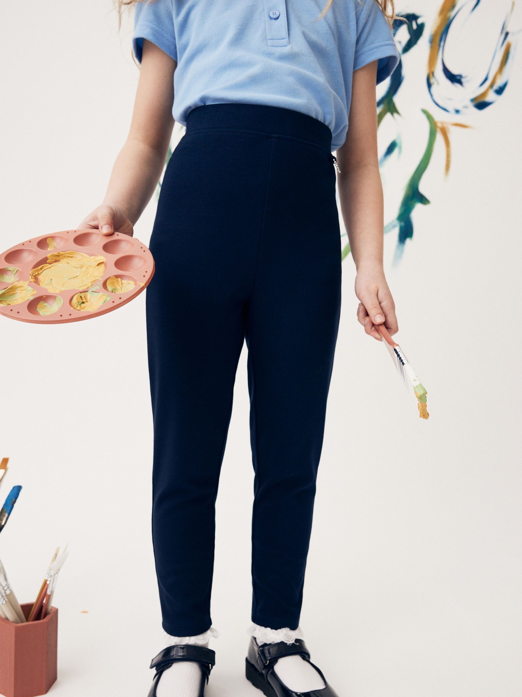 Pantalon D'école Extensible à Enfiler - Majoritairement Coton - Taille élastique - Facile à Mettre Pour Les Enfants