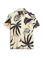 Superdry Cream Short Sleeve Hawaiian Printed Shirt - Image 1 of 3
