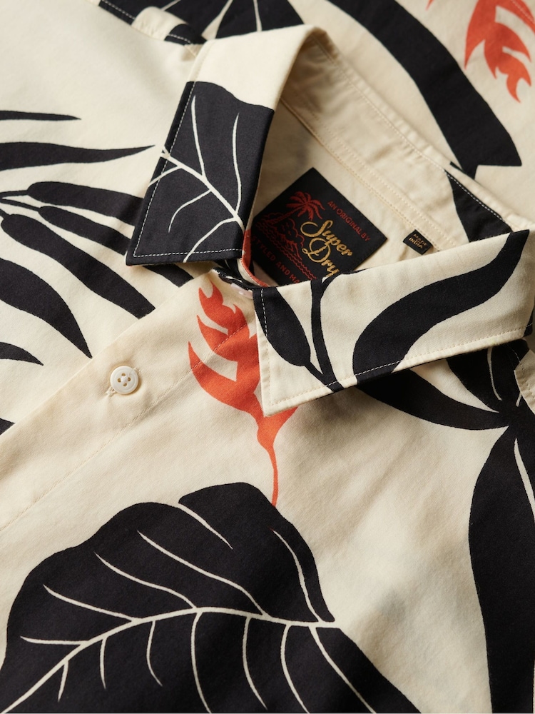 Superdry Cream Short Sleeve Hawaiian Printed Shirt - Image 2 of 3