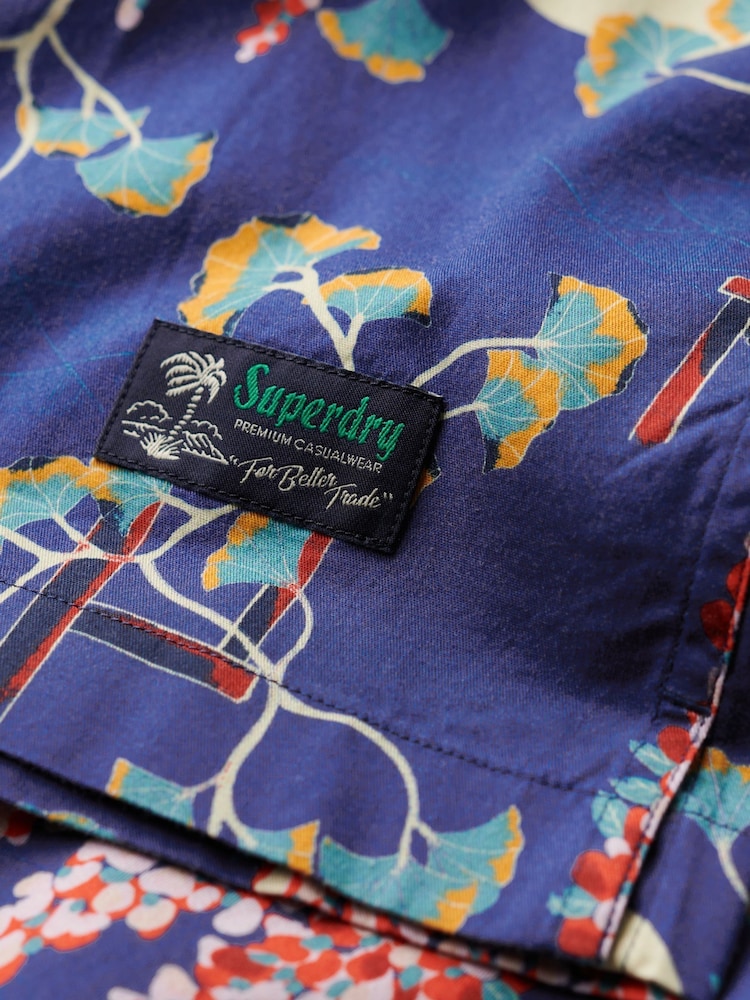 Superdry Wisteria Blue Short Sleeve Hawaiian Printed Shirt - Image 4 of 6