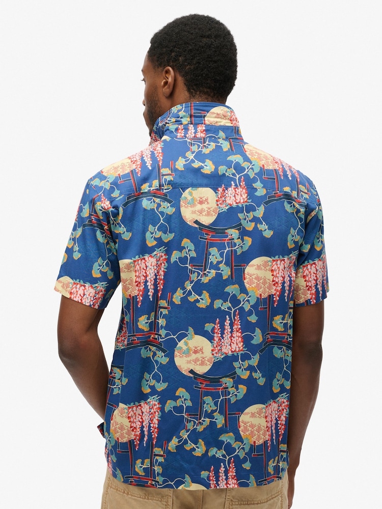 Superdry Wisteria Blue Short Sleeve Hawaiian Printed Shirt - Image 5 of 6