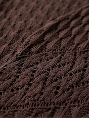 Superdry Brown 100% Cotton Crochet Halter Maxi Dress - Image 4 of 4