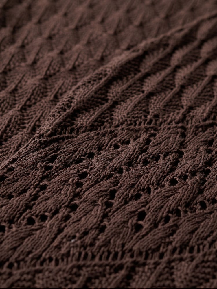 Superdry Brown 100% Cotton Crochet Halter Maxi Dress - Image 4 of 4