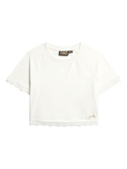 Superdry White 90'S Lace Trim T-Shirt - Image 6 of 9