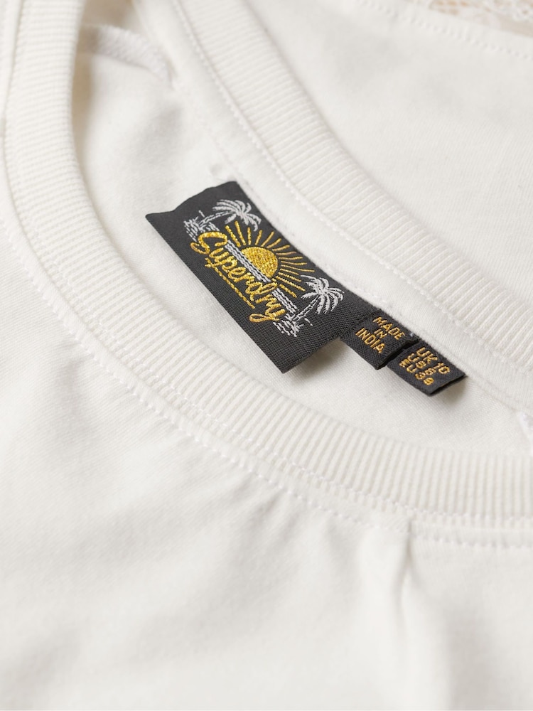Superdry White 90'S Lace Trim T-Shirt - Image 9 of 9