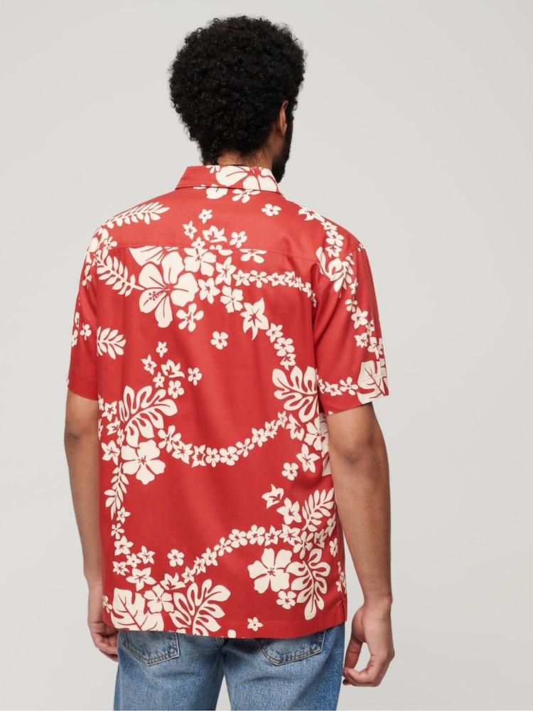 Superdry Red 100% Cotton Short Sleeve Hawaiian Printed Shirt - Image 2 of 6
