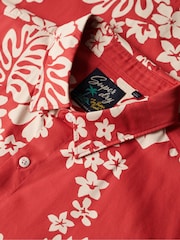 Superdry Red 100% Cotton Short Sleeve Hawaiian Printed Shirt - Image 5 of 6