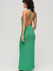Superdry Green Crochet Halter Maxi 100% Cotton Dress - Image 2 of 3