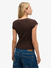 Superdry Brown Essential Square Neck T-Shirt - Image 2 of 4