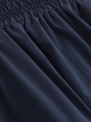 Marineblau - Popeline Midirock mit geraffter Taille - Bild 6 von 6