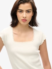 Superdry White Essential Square Neck T-Shirt - Image 2 of 5