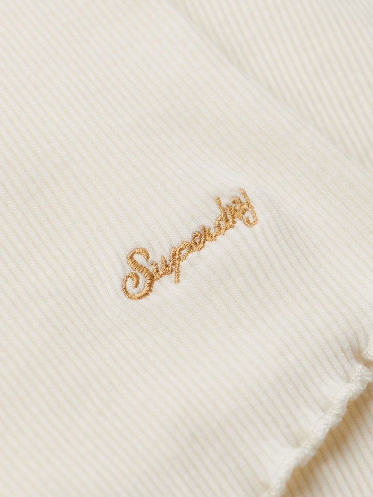 Superdry White Essential Square Neck T-Shirt - Image 4 of 5