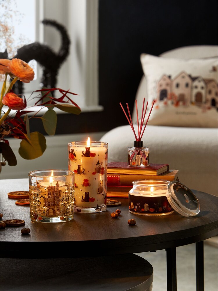 Orange/Black Pumpkin Spice Fragranced Light Up Candle - Image 2 of 3