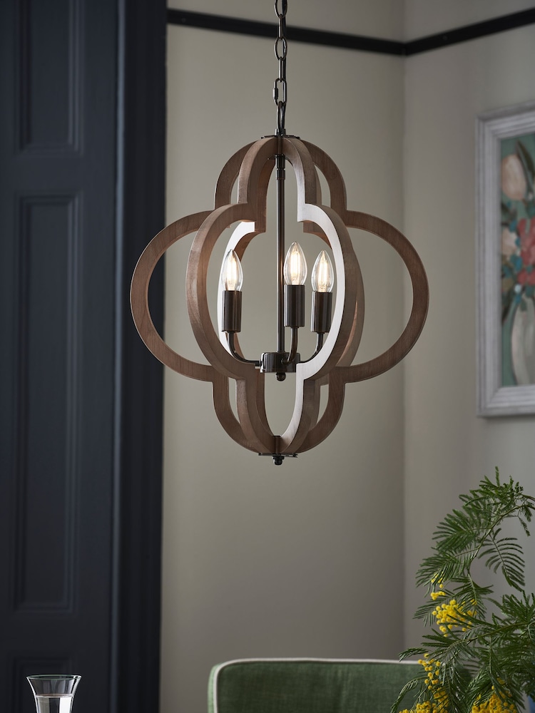 Nina Campbell Wood Herland Pendant Light - Image 1 of 5