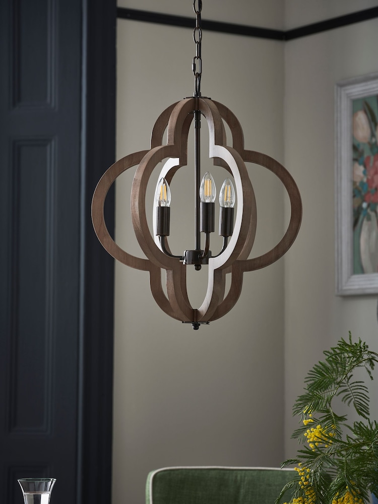 Nina Campbell Wood Herland Pendant Light - Image 2 of 5