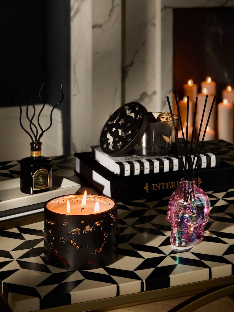 Black Pumpkin Spice Fragranced 3 Wick Light Up Candle - Image 2 of 3