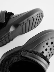 Black Womens Faux Fur Lined Clogs Slippers - Image 3 of 6