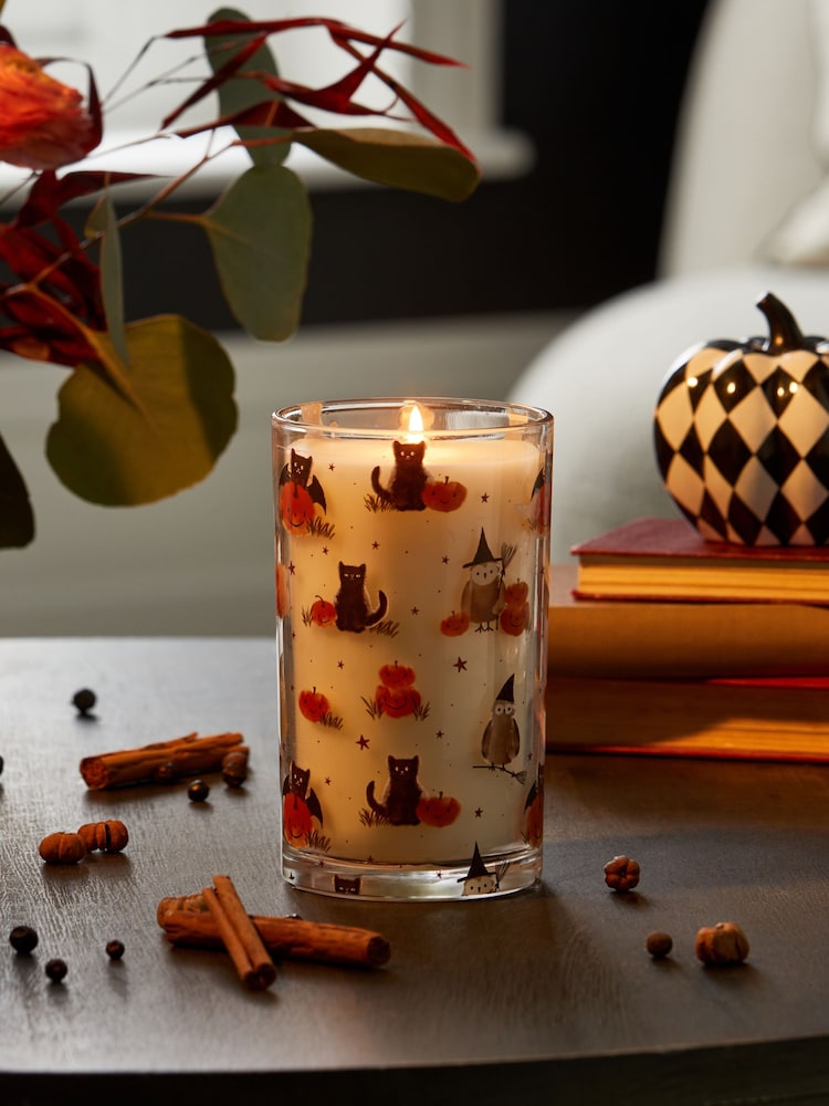 Orange/Black Pumpkin Spice Fragranced Pillar Candle - Image 1 of 1