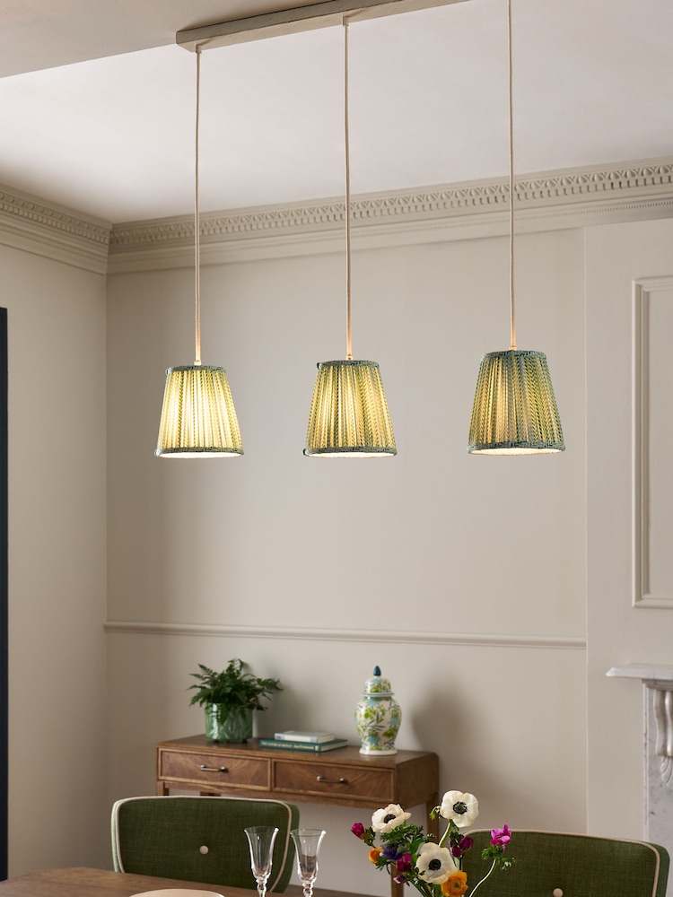 Nina Campbell Green/White Larch Diner Pendant - Image 1 of 5