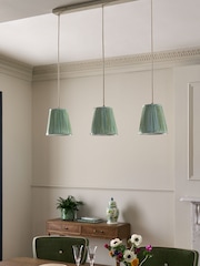 Nina Campbell Green/White Larch Diner Pendant - Image 2 of 5