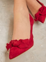 Red Forever Comfort® Leather Bow Mid Court Shoes - Image 2 of 7
