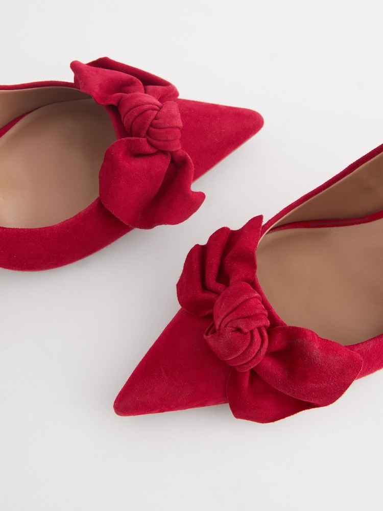 Red Forever Comfort® Leather Bow Mid Court Shoes - Image 6 of 7