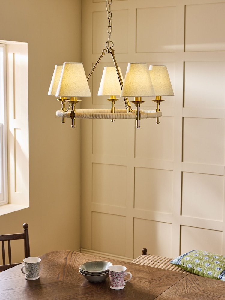 Nina Campbell Brass Sagano Chandeilier Ceiling Light - Image 1 of 5