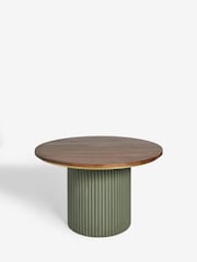 Clarke & Clarke Ribbed Green Mango Wood Calisto 4 Seater Round 4 Seater Round Dining Table - Image 2 of 4