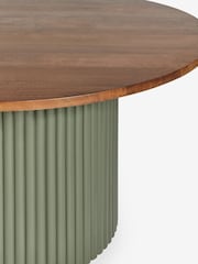 Clarke & Clarke Ribbed Green Mango Wood Calisto 4 Seater Round 4 Seater Round Dining Table - Image 4 of 4