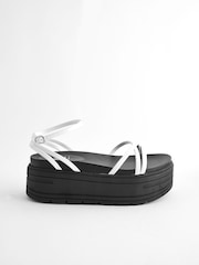 White Extra Wide Fit Chunky Strappy Flatform Sandals - Image 2 of 6