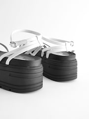 White Extra Wide Fit Chunky Strappy Flatform Sandals - Image 3 of 6
