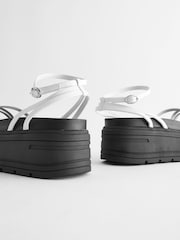 White Extra Wide Fit Chunky Strappy Flatform Sandals - Image 4 of 6