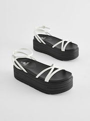 White Regular/Wide Fit Chunky Strappy Flatform Sandals - Image 1 of 6