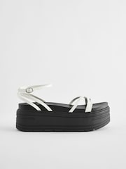 White Regular/Wide Fit Chunky Strappy Flatform Sandals - Image 2 of 6