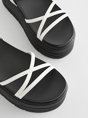 White Regular/Wide Fit Chunky Strappy Flatform Sandals - Image 4 of 6