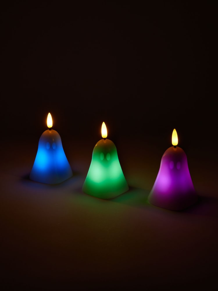 Multi Ghost Colour Change Unfragranced LED Candles Set of 3 - Image 2 of 3