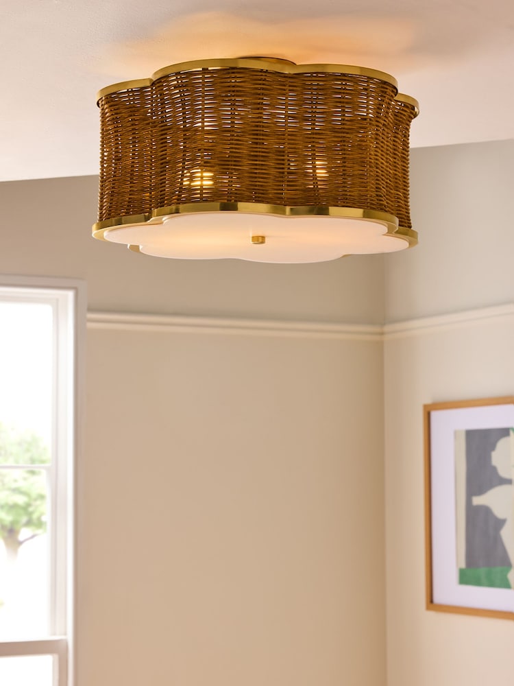 Nina Campbell Natural Fleur Flush Ceiling Light - Image 1 of 4