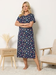 Yours Curve Blue Midaxi Nightdress - Image 1 of 5