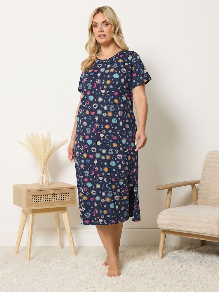 Yours Curve Blue Midaxi Nightdress - Image 2 of 5 Yours Curve Blue Midaxi Nightdress - Image 2 of 5