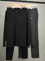 Noir/Gris - Lot de 2 pyjamas manches longues en 100% coton à poignets - Image 11 de 16