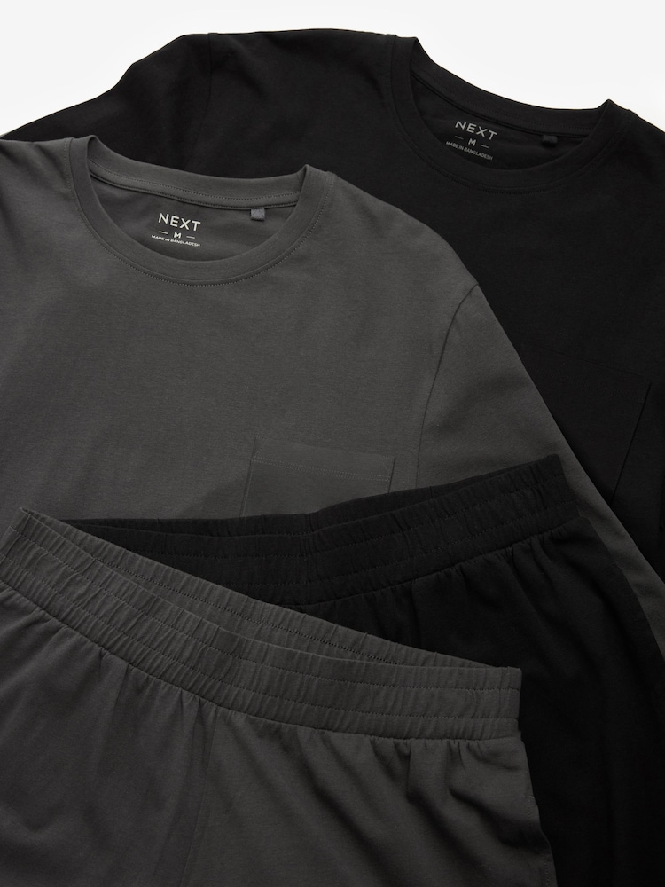 Schwarz/Grau - Long Sleeve Cuffed 100% Cotton Pyjamas 2 Pack - Bild 11 von 11 Schwarz/Grau - Long Sleeve Cuffed 100% Cotton Pyjamas 2 Pack - Bild 11 von 11